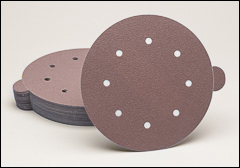 8 inch  red paper PSA discs with 8 vacuum holes. - 8" red paper PSA discs